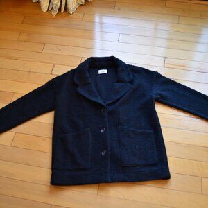 Marine Layer Birdseye Blazer Chunky Knit Jacket Black Button Front Size M